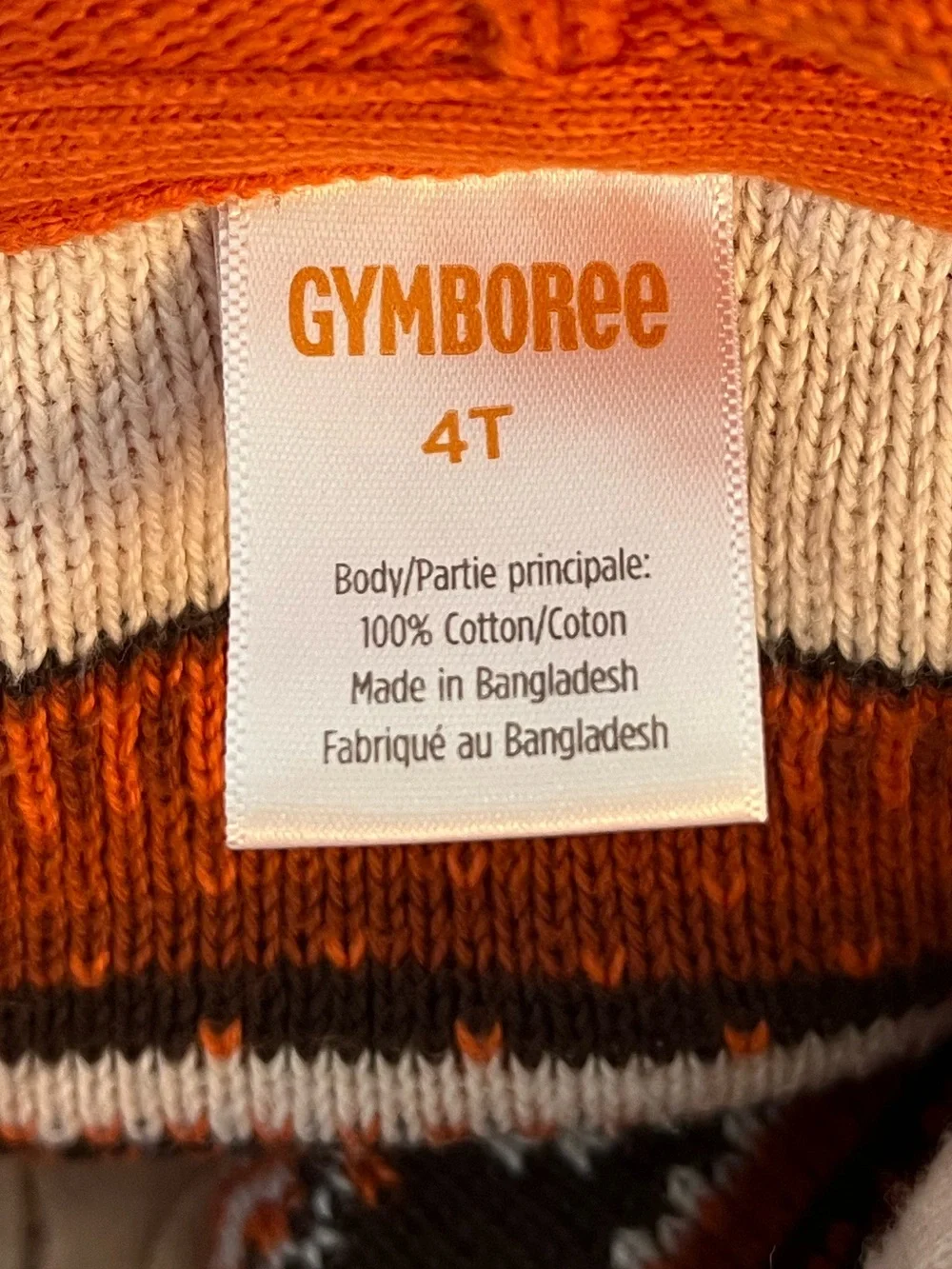 Gymboree Fair Isle Pumpkin Pattern Zip-Up Hooded Sweater - Orange Cream Kids 4T